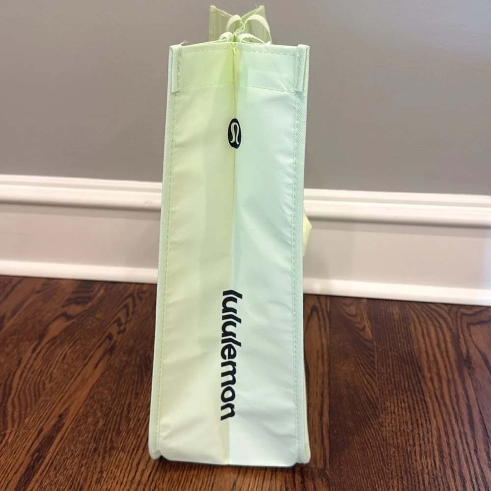Lululemon Light Green Yellow Black Large Reusable Shopping Tote Bag - Picture 4 of 10